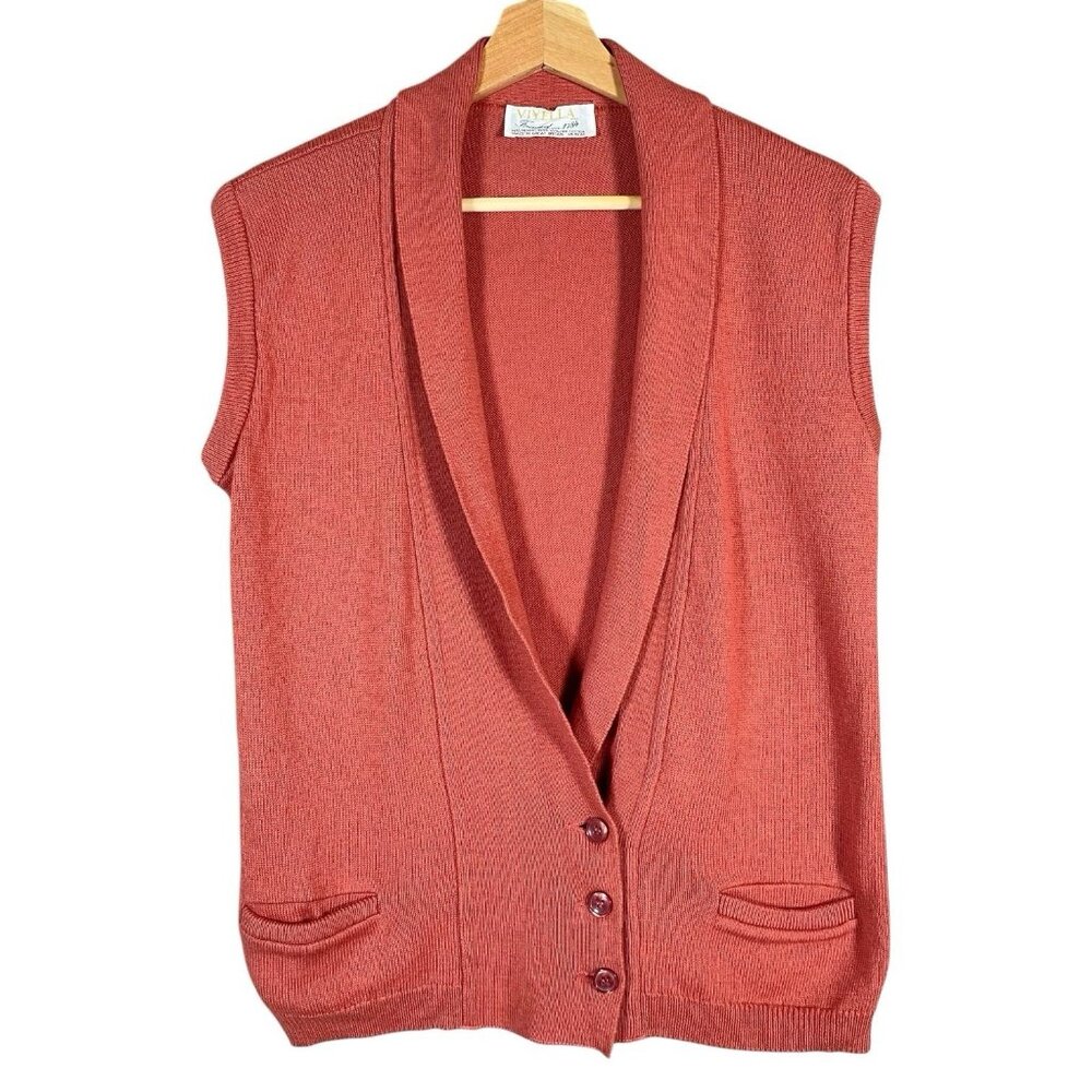 Vintage Viyella Merino Wool & Cotton Shawl Collar Cardigan Sweater Women M Rose